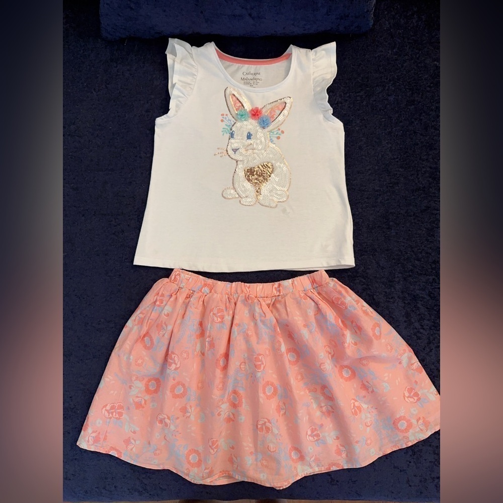 Catherine Malandrino White Top with Sequin Bunny Design